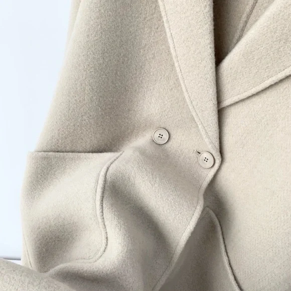 ⛄️CLAUDIE PIERLOT double-breasted patch pocket long wool blend coat NWOT - Picture 9 of 15